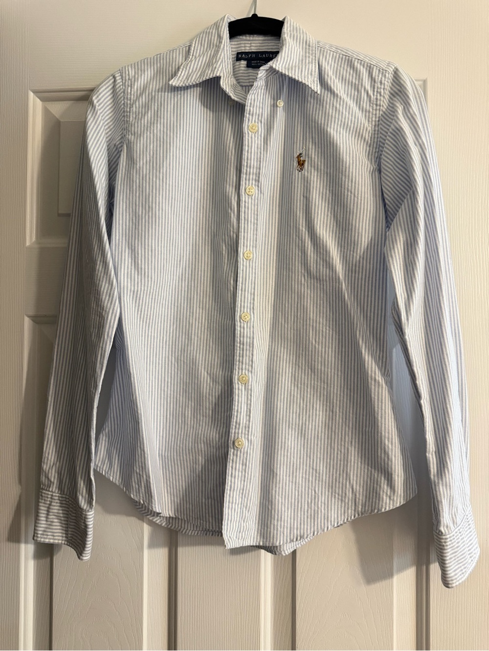 Ralph Lauren Stretch Slim Fit Striped Oxford Shirt Size 2 - Picture 2 of 4